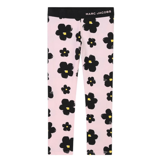 Girls Pink Flower Leggings