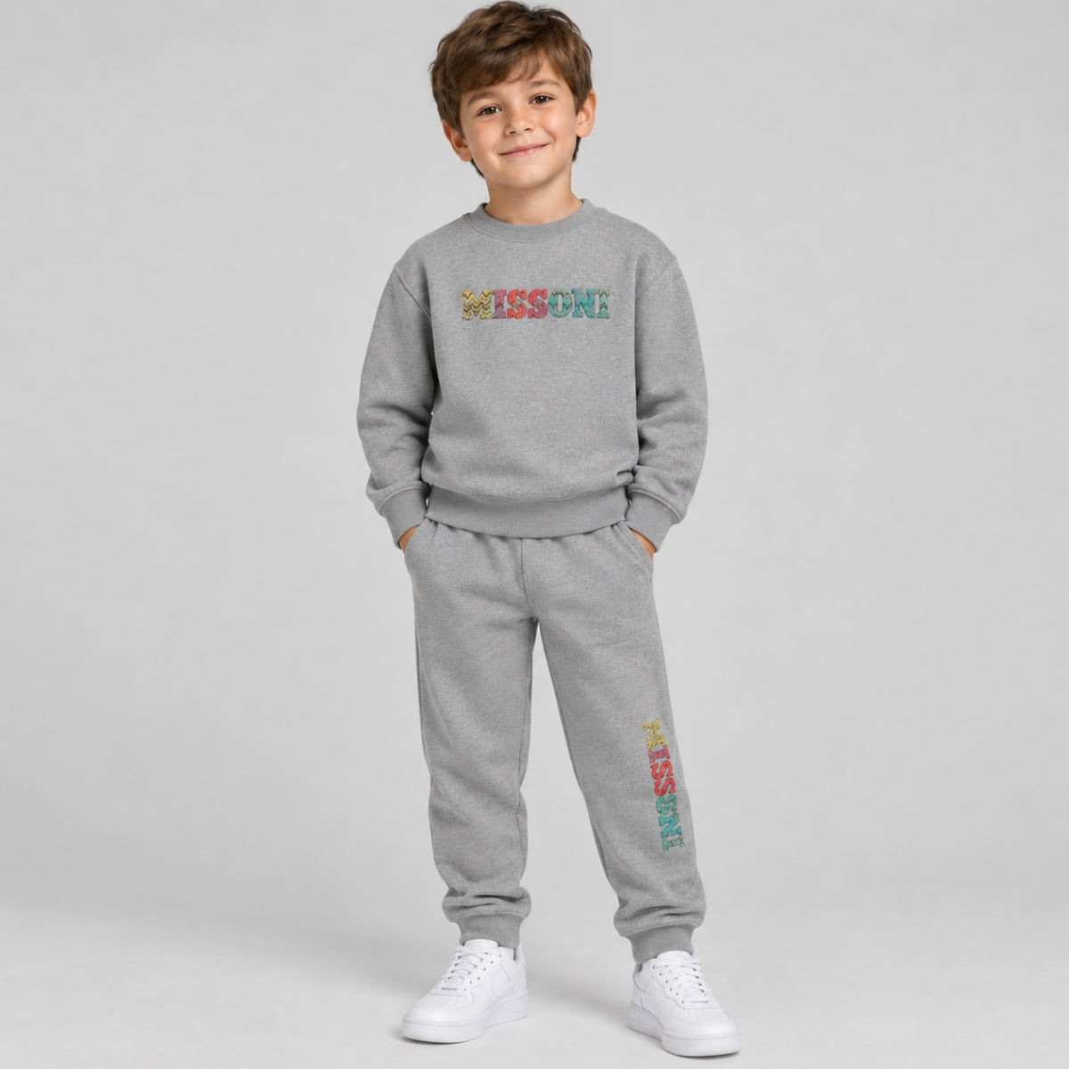 Boys Grey Logo Tracksuit