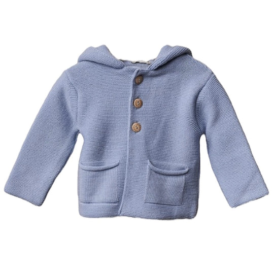 Baby Boys Blue Knit Teddy Jacket
