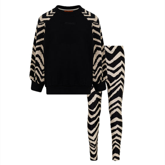 Girls Black Zig Zag Legging Set