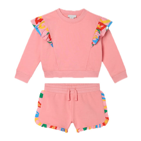 Stella McCartney Kids Girls Pink Frill Sweatshirt Set