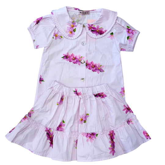 Girls Lilac Flower Skirt Set