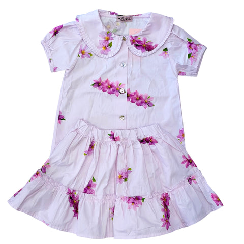 Girls Lilac Flower Skirt Set