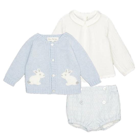 Baby Boys Blue Knitted Bunny Set