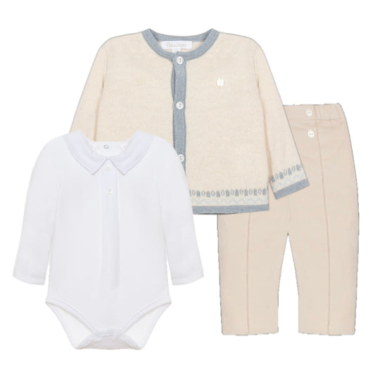 Baby Boys Beige Cardigan Set