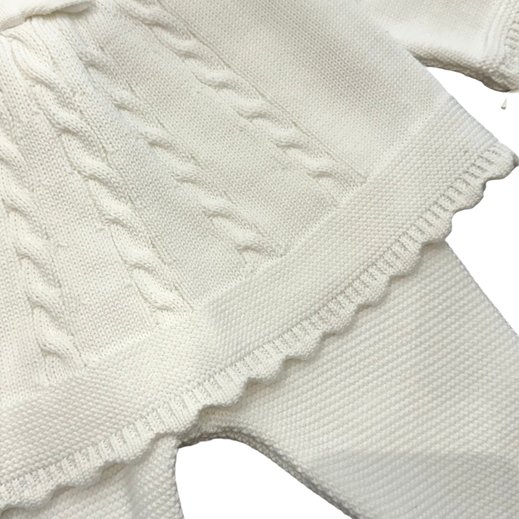 Sarah Louise Baby Girls Cream Bow Knitted Set