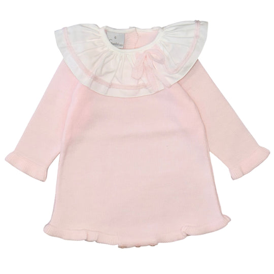 Baby Girls Pink Knitted Collar Romper