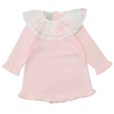 Granlei Baby Girls Pink Knitted Collar Romper