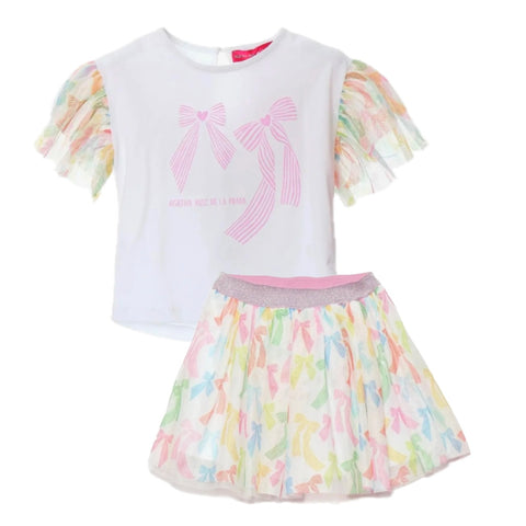 Agatha Ruiz De La Prada Girls White Bow Tulle Skirt Set