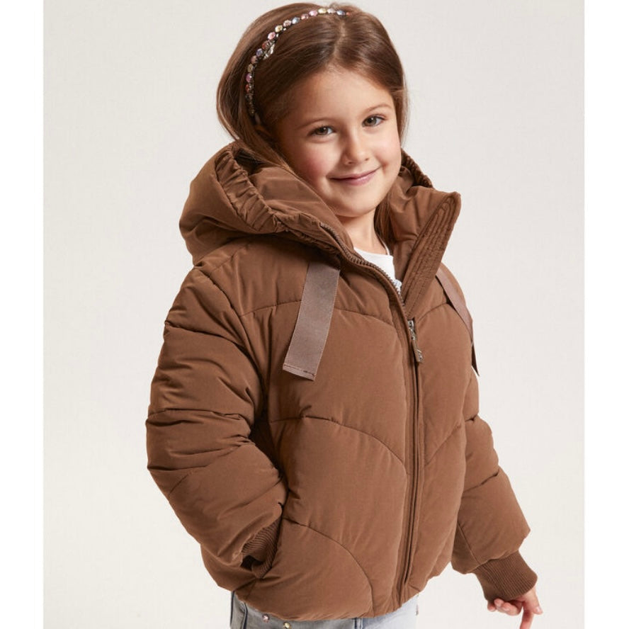 Monnalisa Girls Darkbrown Coat