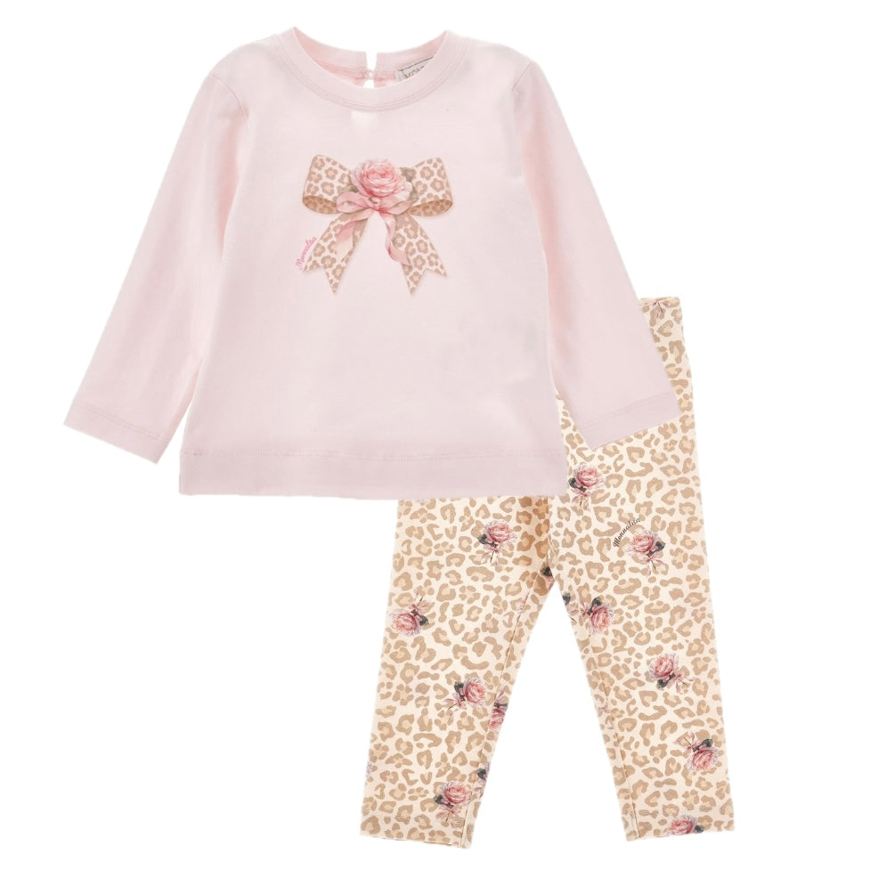 Monnalisa Girls Pink Leopard Print Legging Set