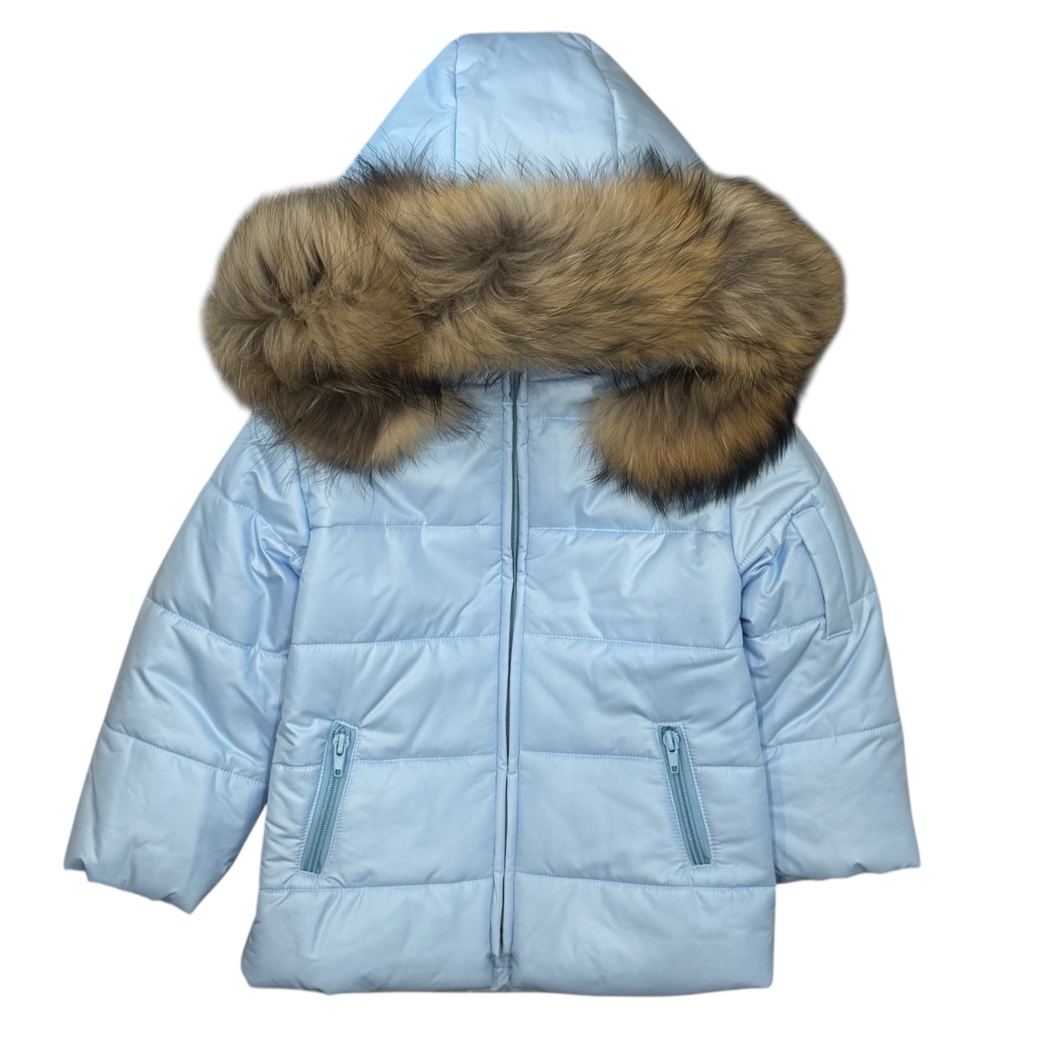 Allegra & Gastone Boys Blue Coat with Fur Hood