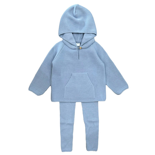 Boys Blue Hooded Knit Tracksuit