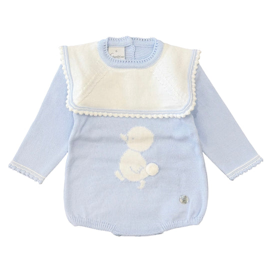 Baby Boys Blue Knitted Duck Romper