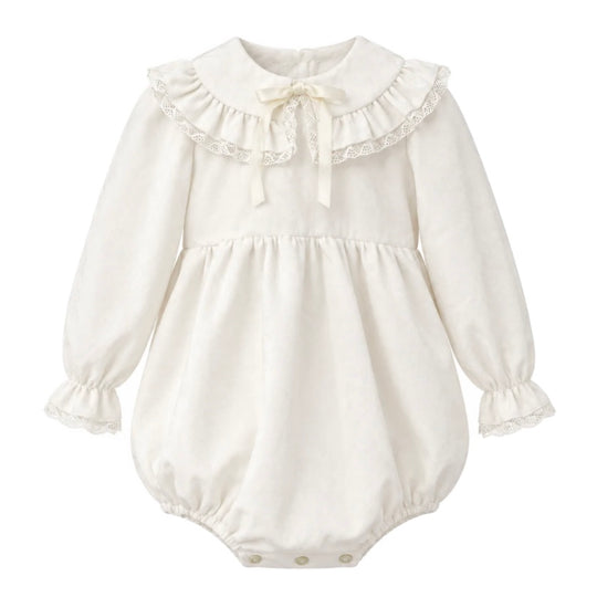 Baby Girls Cream Frill Collar Romper