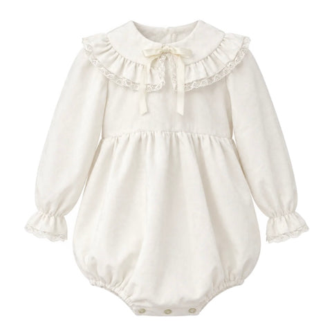 Baby Girls Cream Frill Collar Romper