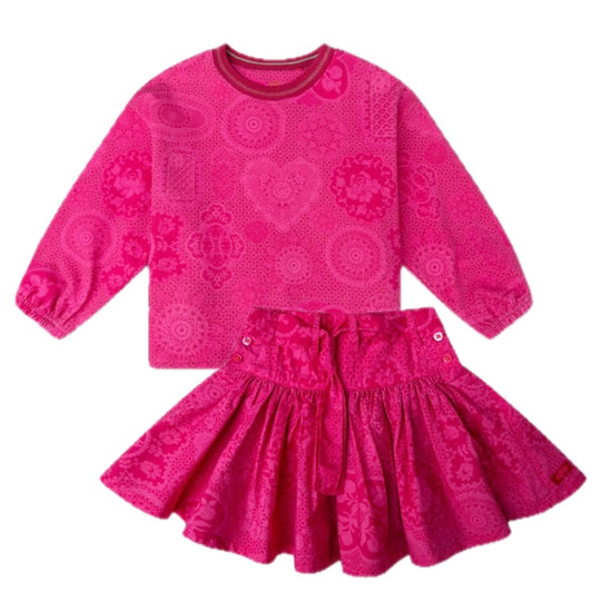 Girls Hymne Pink Sweater Skirt Set