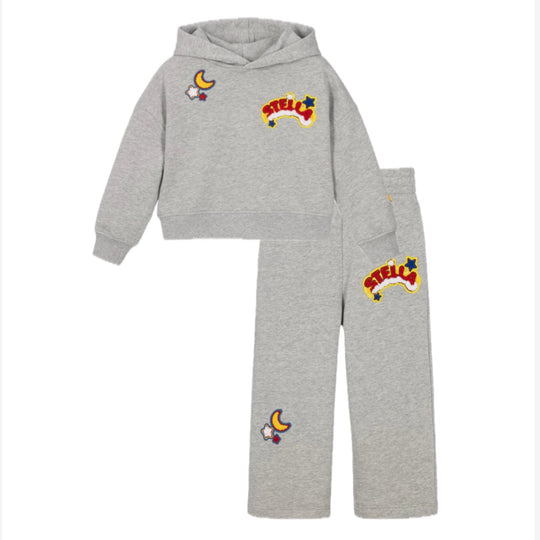 Girls Grey Melange Fleece Tracksuit