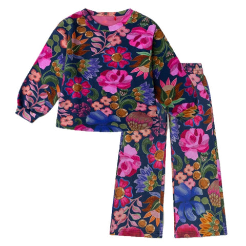 Girls Blue Floral Hourra Trouser Set