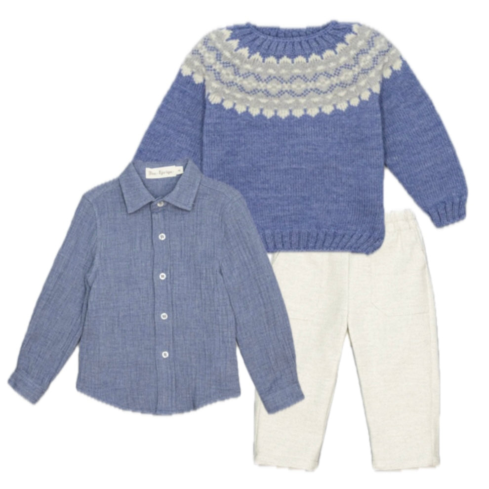 Fina Ejerique Boys Blue Merino Wool Set