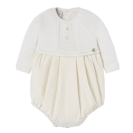 Baby Boys Cream Knit Romper