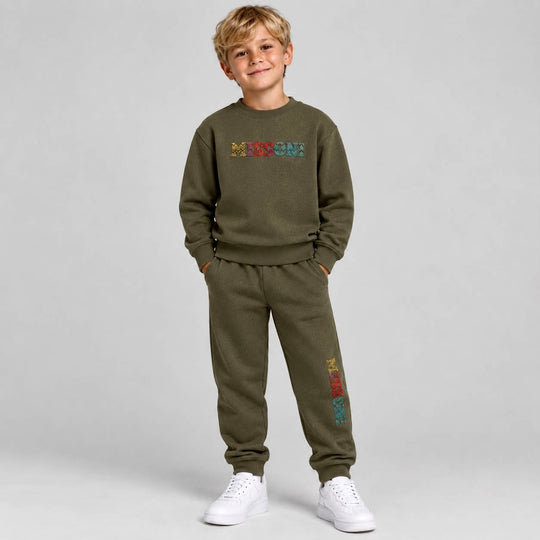Boys Khaki Logo Tracksuit