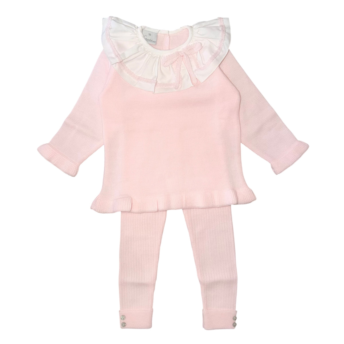 Granlei Baby Girls Pink Knitted Collar Legging Set