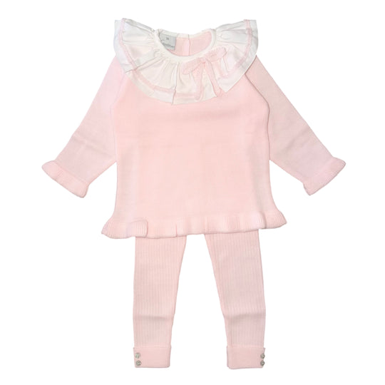 Baby Girls Pink Knitted Collar Legging Set