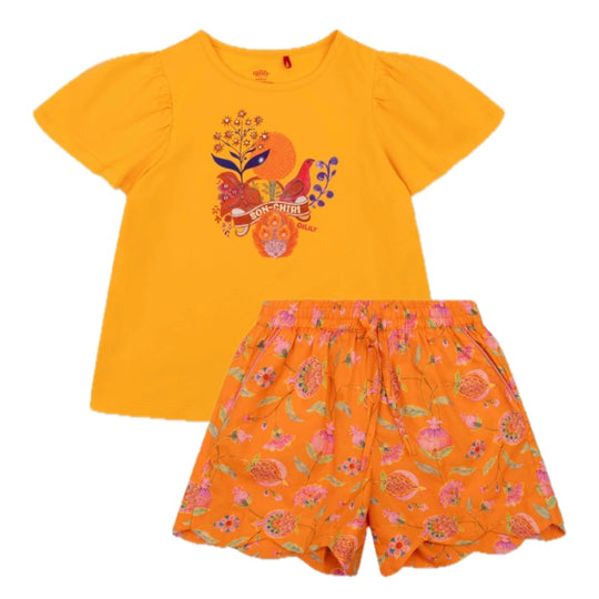 Girls Blazing Orange Short Set