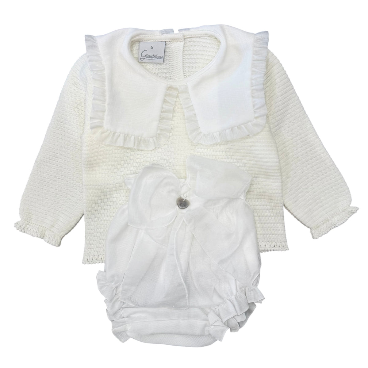 Granlei Baby Girls Cream Bow Knicker Set