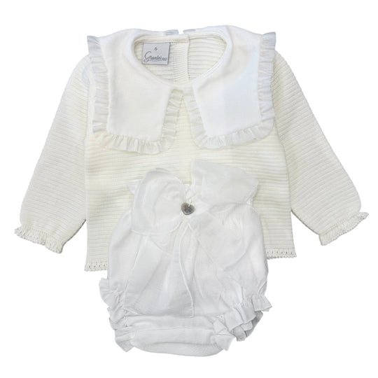 Baby Girls Cream Bow Knicker Set