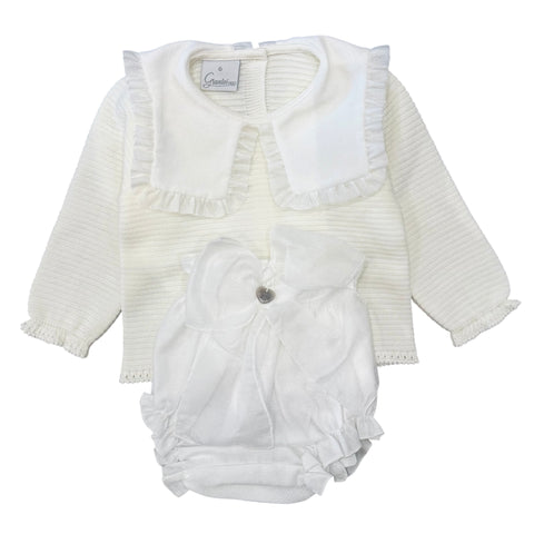 Granlei Baby Girls Cream Bow Knicker Set