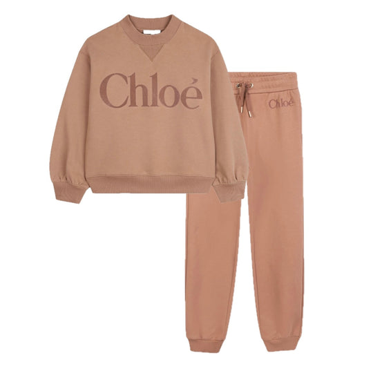 Girls Brown Logo Tracksuit