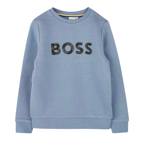 BOSS Boys Blue Logo Sweatshirt