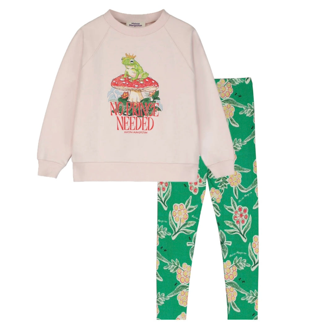 Maison Mangostan Girls Green Prince Legging Set