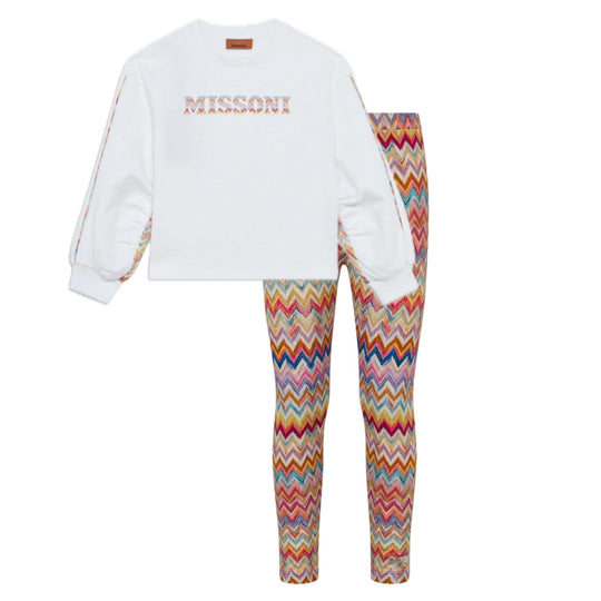 Girls Multicoloured Zig Zag Leggings Set