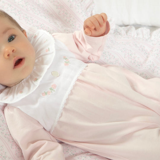 Baby Girls Pink Frill Babygrow