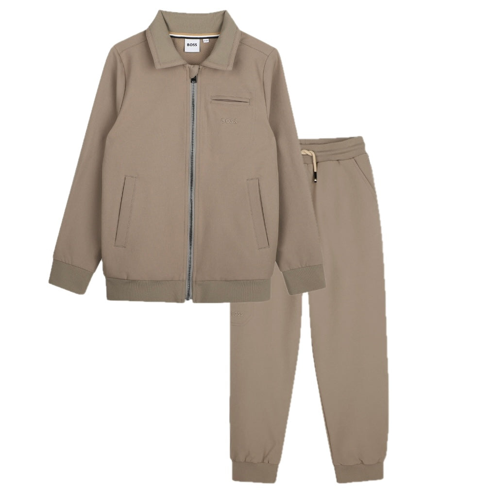 BOSS Boys Beige Zip Up Jacket