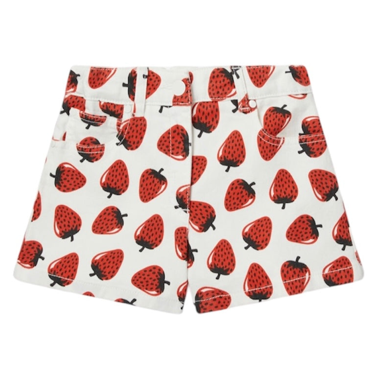 Stella McCartney Kids Girls White Denim Strawberry Short