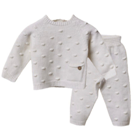 Wedoble Baby Boys Cream Knit Set