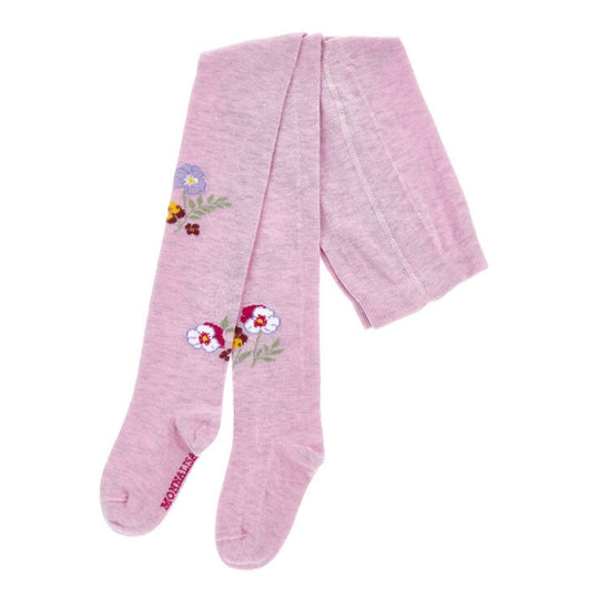 Girls Lilac Floral Tights