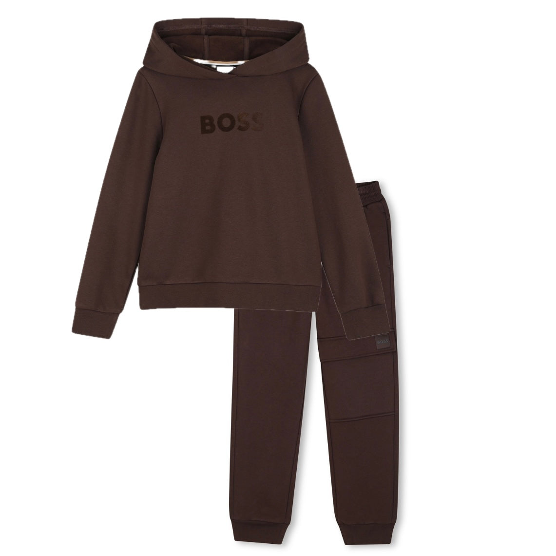 BOSS Boys Brown Hooded Tracksuit