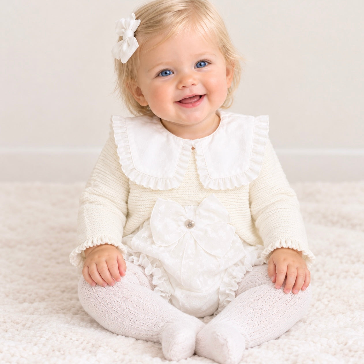 Granlei Baby Girls Cream Bow Knicker Set