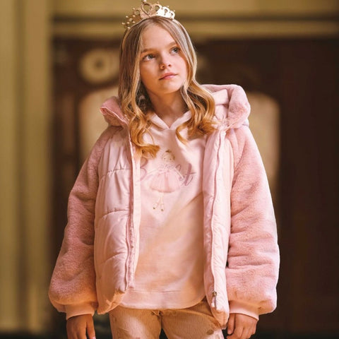 Lapin House Girls Pink Doll Coat