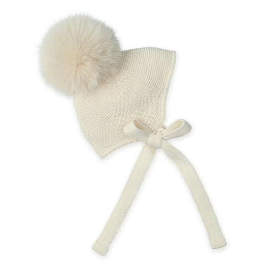 Unisex Cream Pom Pom Hat