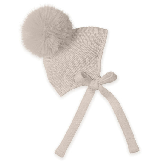 Unisex Beige Pom Pom Hat