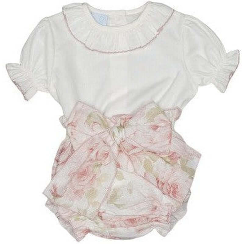 Granlei Baby Girls Pink & Ivory Bloomer Set