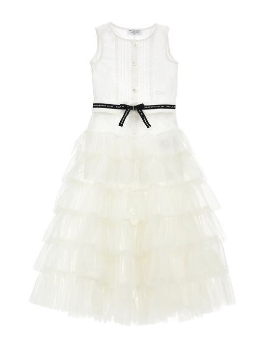 Girls Cream 2 Piece Dress