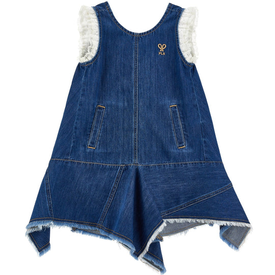 Girls Denim Frill Dress