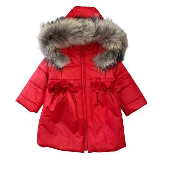 Girls Red Coat with Fur Hood